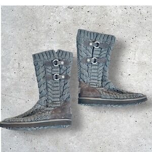 Ugg Australia Cableknit Boots Charcoal Tularosa Route‎ Sz 7 Sweater Cozy College
